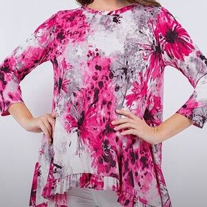 Women’s Pink Floral Splash Tunic Top